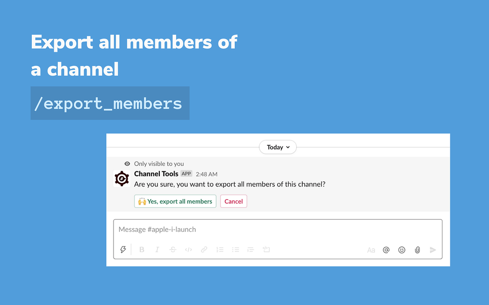 Channel Tools feature detail — Office Management app on the Slack Marketplace