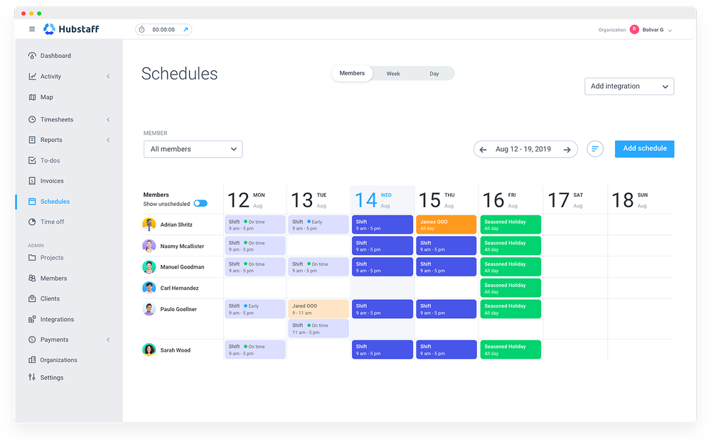Hubstaff feature detail — HR & Team Culture app on the Slack Marketplace