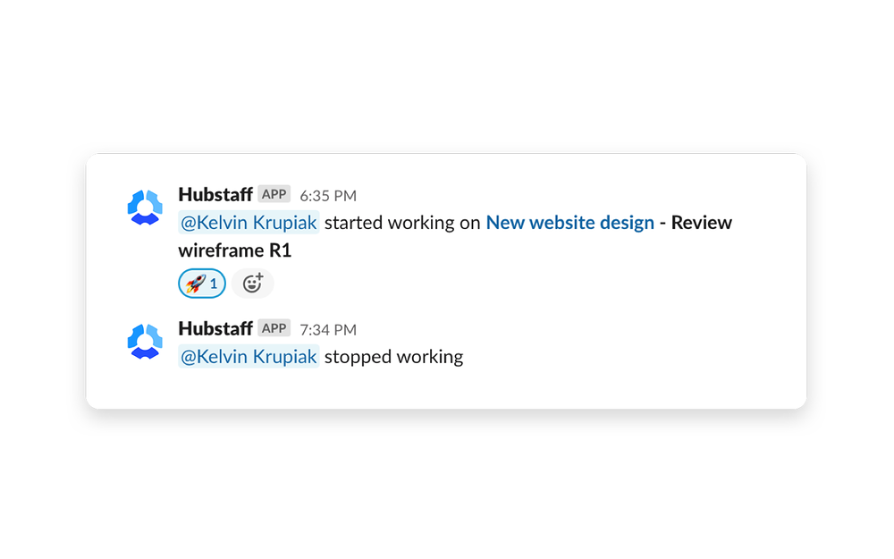 Hubstaff mobile preview — HR & Team Culture app on the Slack Marketplace