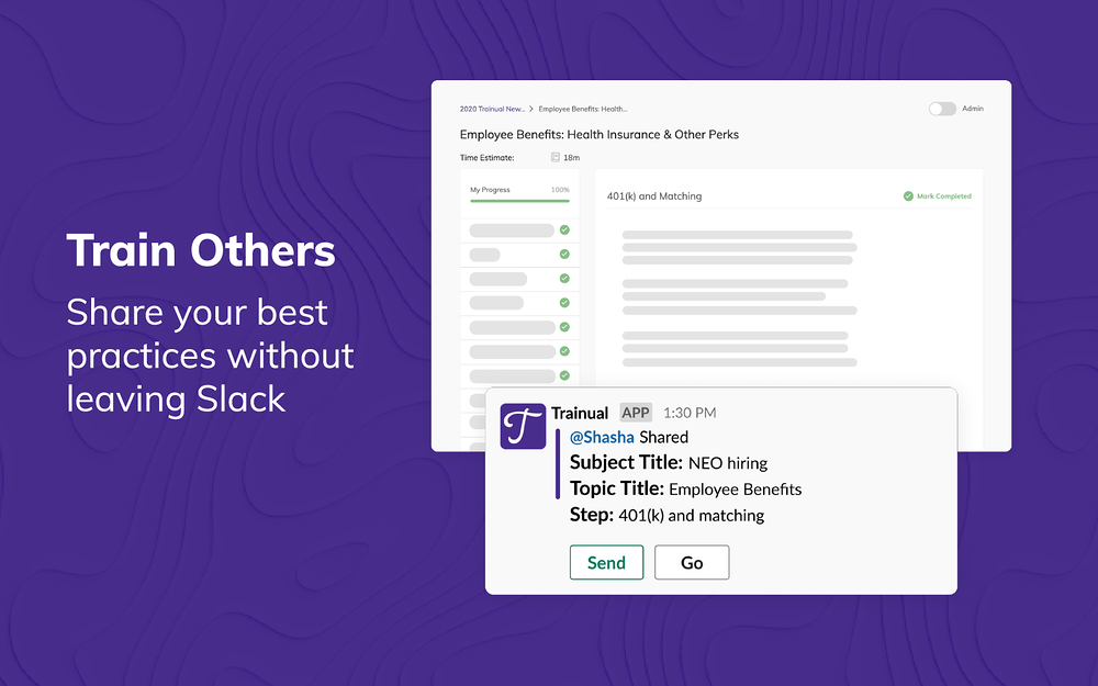 Trainual settings interface — Office Management app on the Slack Marketplace