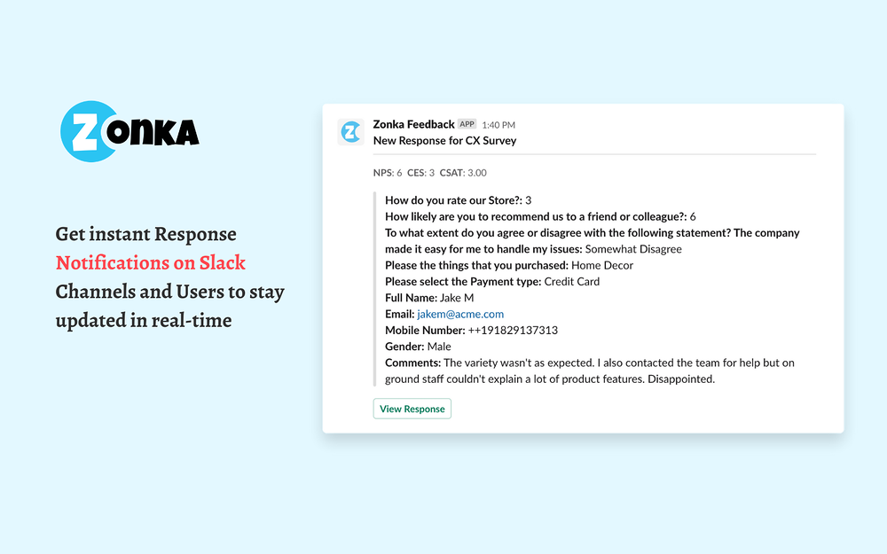 Zonka Feedback dashboard view — Analytics app on the Slack Marketplace
