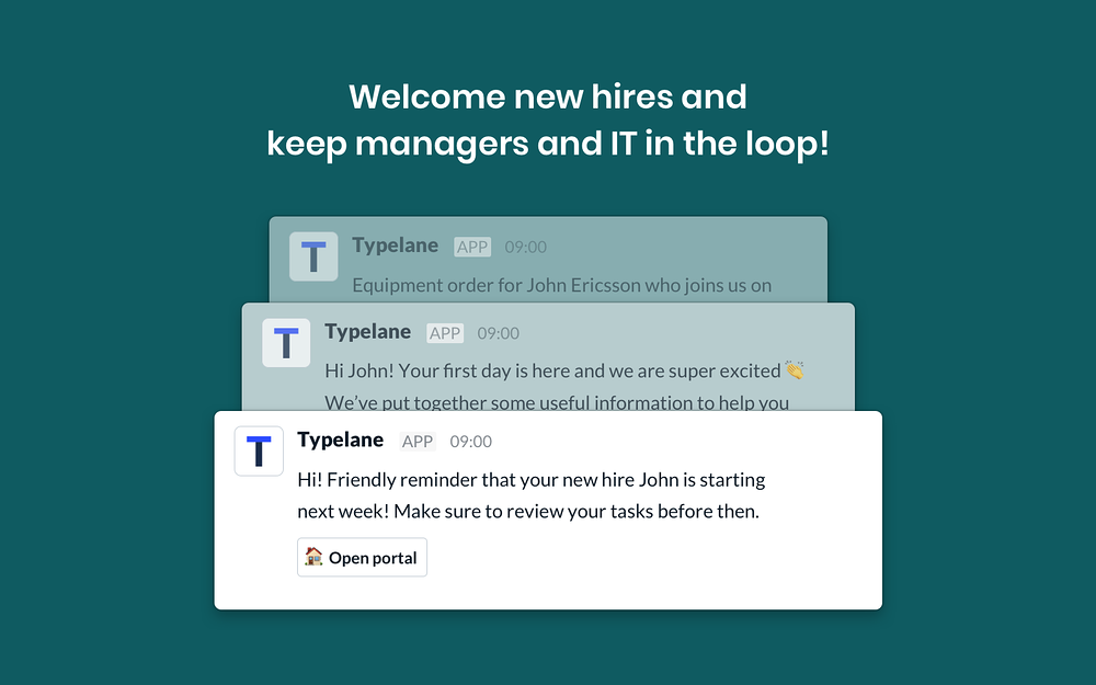 Typelane dashboard view — HR & Team Culture app on the Slack Marketplace
