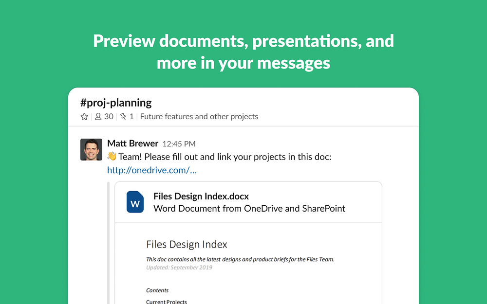 OneDrive and SharePoint dashboard view — Daily Tools app on the Slack Marketplace