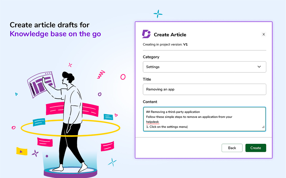 Document360 dashboard view — Customer Support app on the Slack Marketplace