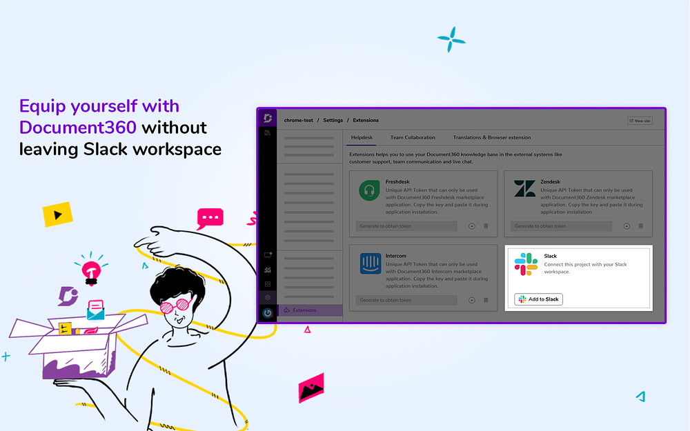 Document360 integration setup — Customer Support app on the Slack Marketplace