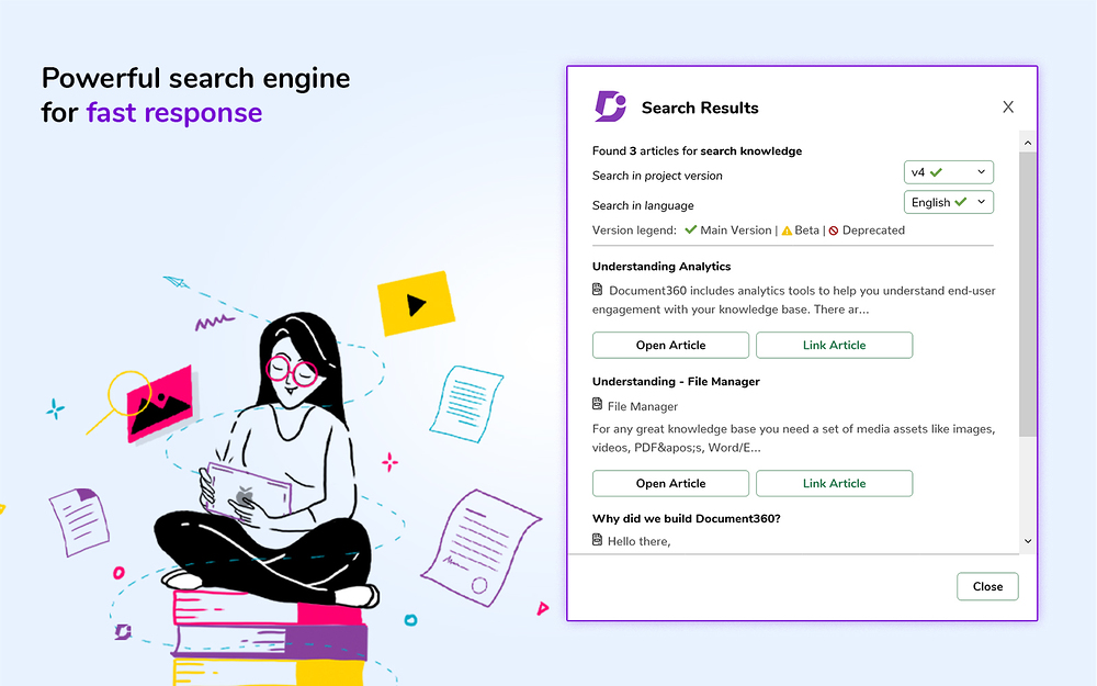 Document360 settings interface — Customer Support app on the Slack Marketplace