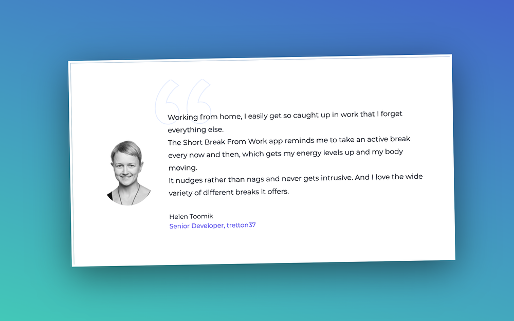 Short Break From Work primary marketing image — Health & Wellness app on the Slack Marketplace
