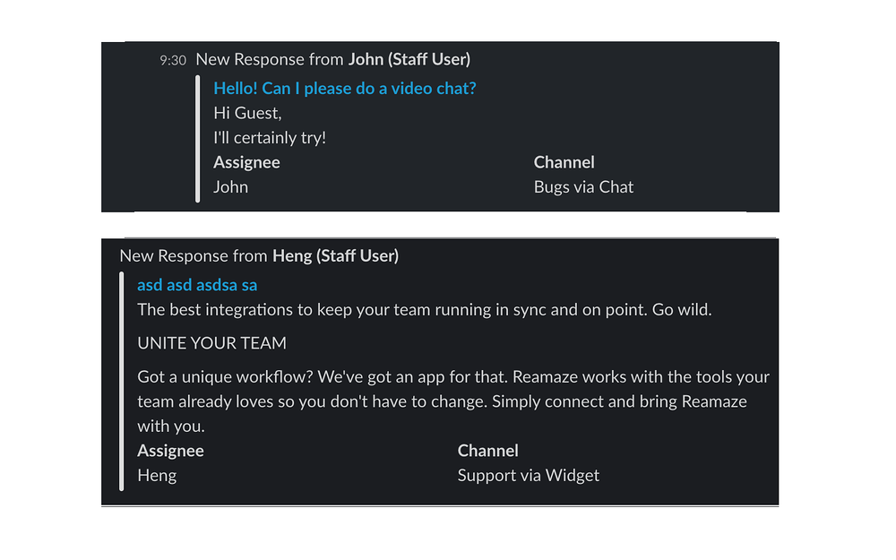 Reamaze mobile preview — Marketing app on the Slack Marketplace