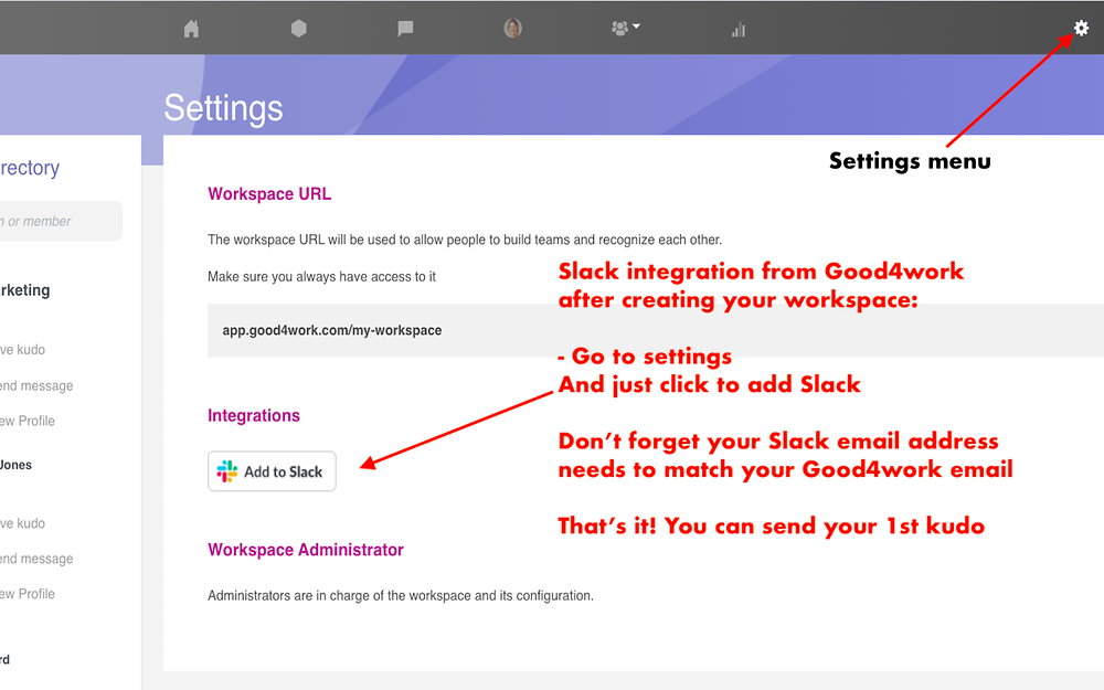 Good4Work (beta) feature detail — Health & Wellness app on the Slack Marketplace