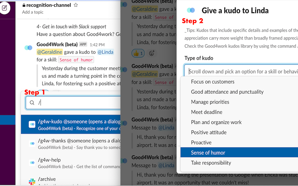 Good4Work (beta) settings interface — Health & Wellness app on the Slack Marketplace