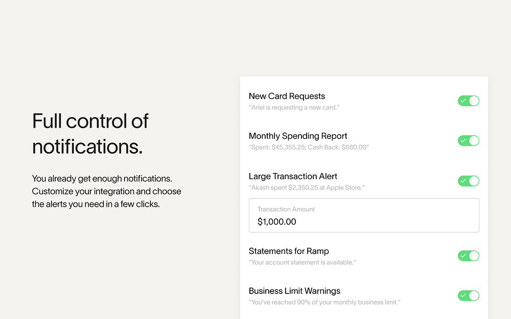 Ramp mobile preview — Finance app on the Slack Marketplace