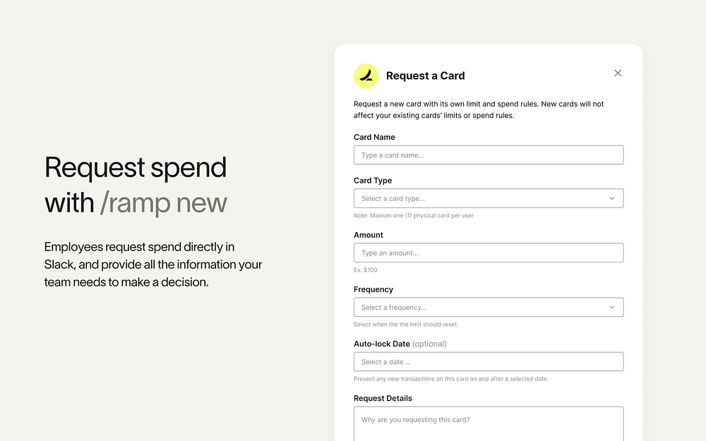 Ramp primary marketing image — Finance app on the Slack Marketplace