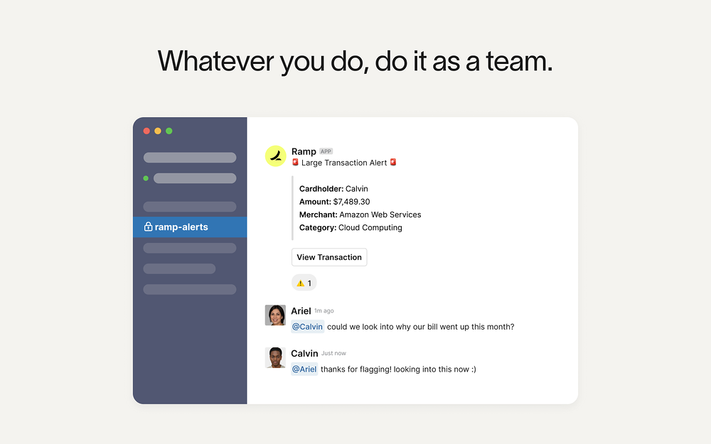 Ramp settings interface — Finance app on the Slack Marketplace