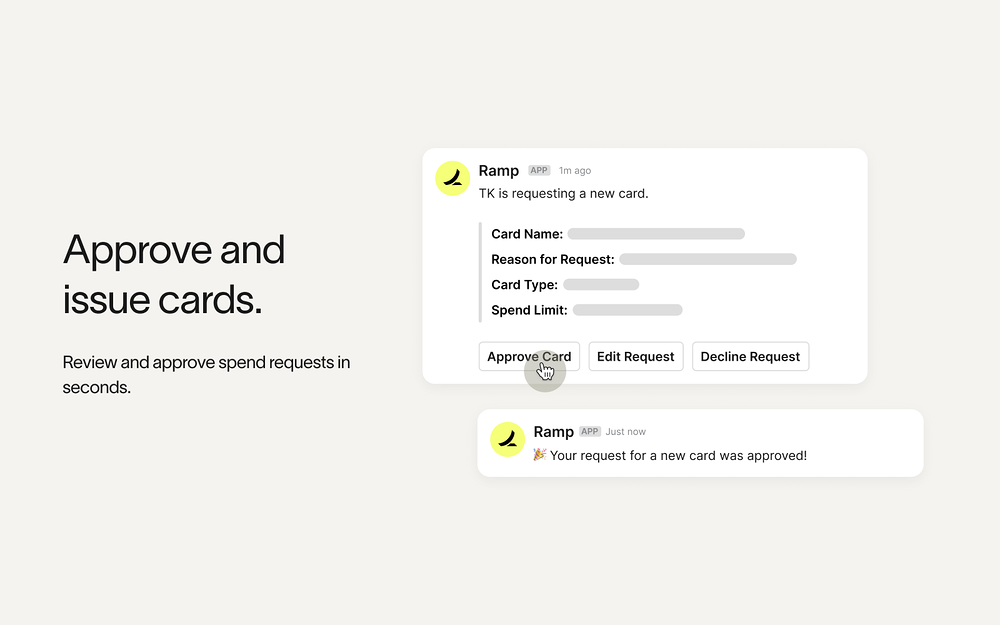 Ramp dashboard view — Finance app on the Slack Marketplace