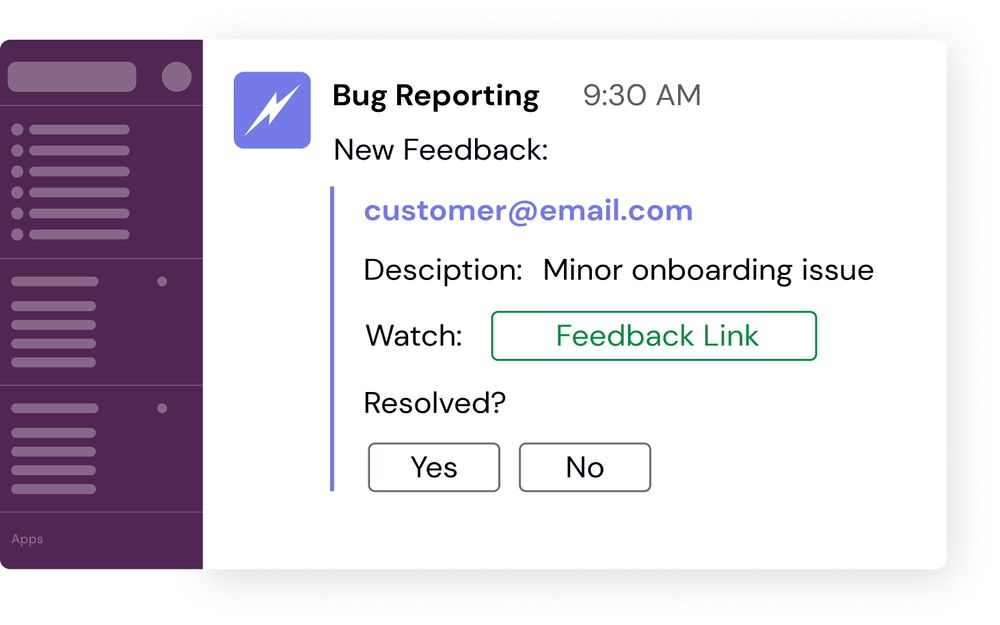 Bug Reporting integration setup — Voice & Video app on the Slack Marketplace