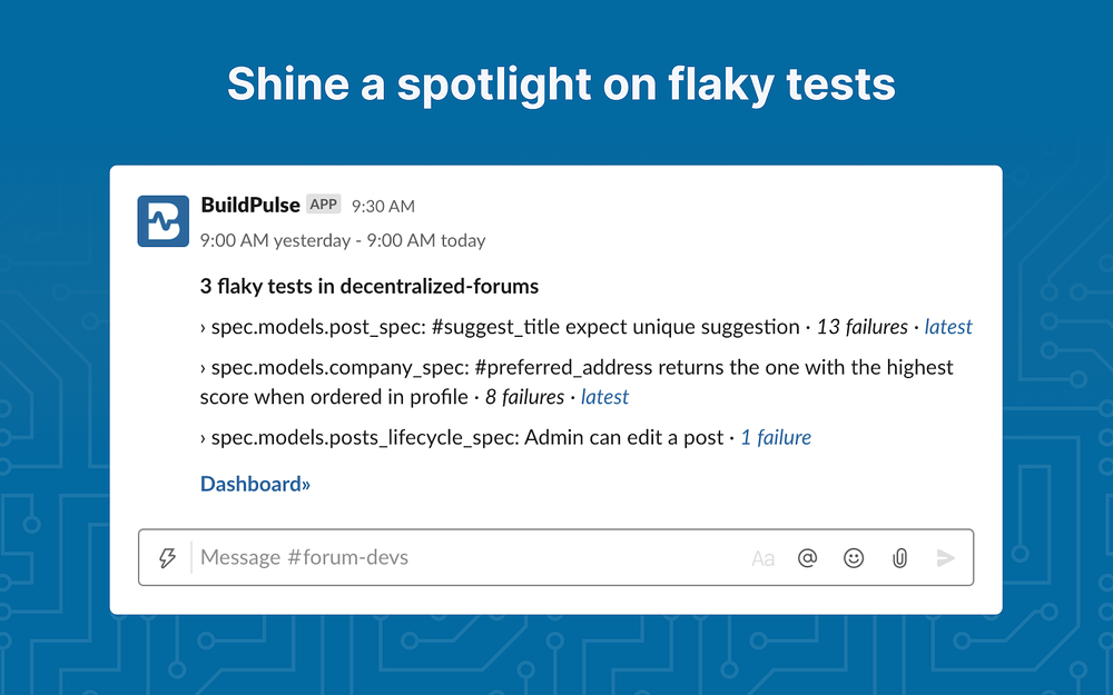 BuildPulse primary marketing image — Developer Tools app on the Slack Marketplace