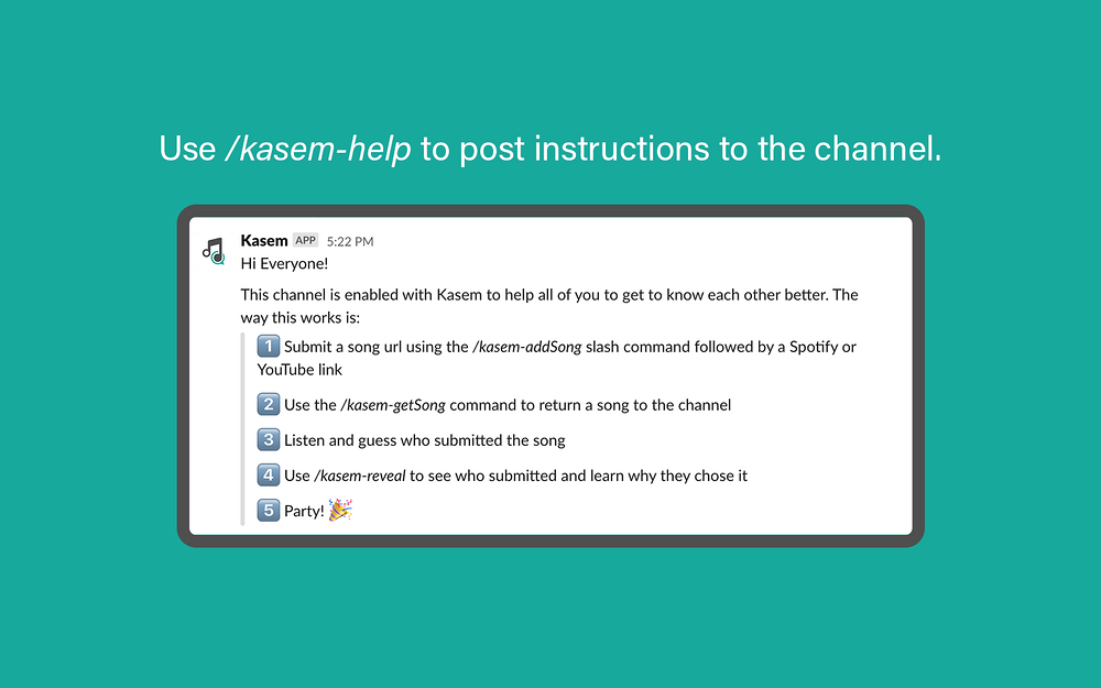 Kasem settings interface — Health & Wellness app on the Slack Marketplace