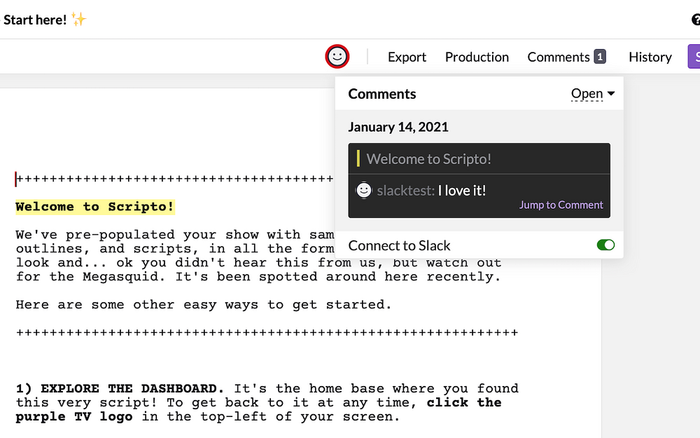 Scripto feature detail — Media & News app on the Slack Marketplace