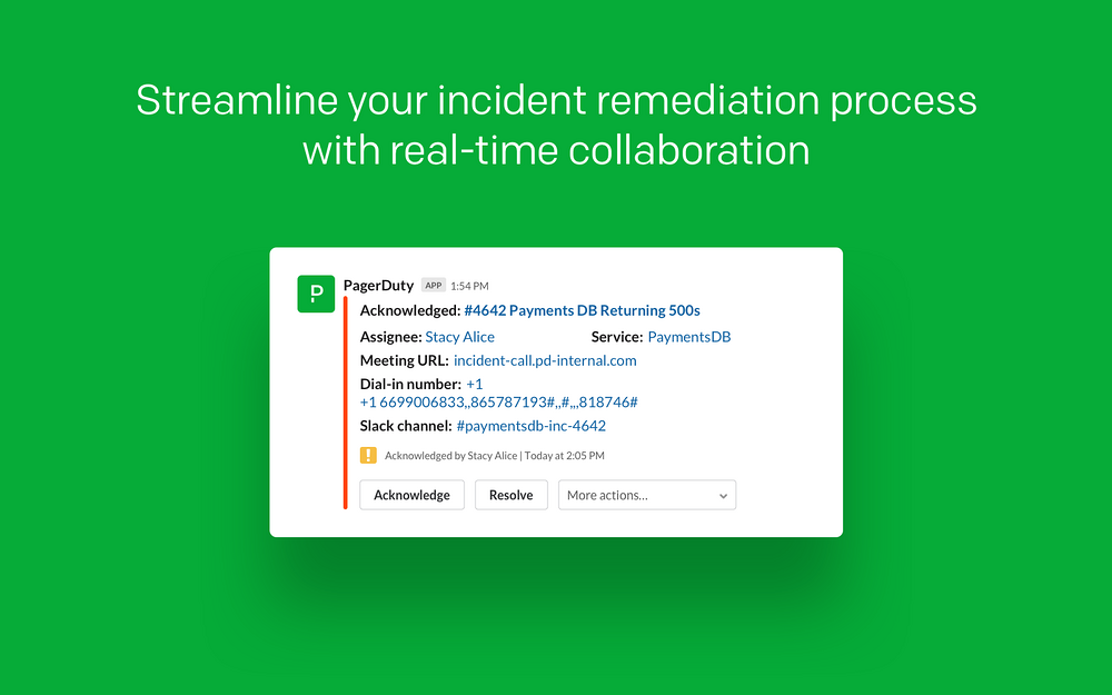 PagerDuty feature detail — Security & Compliance app on the Slack Marketplace