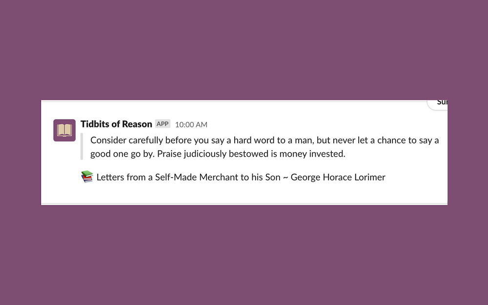 Tidbits of Reason feature detail — Health & Wellness app on the Slack Marketplace
