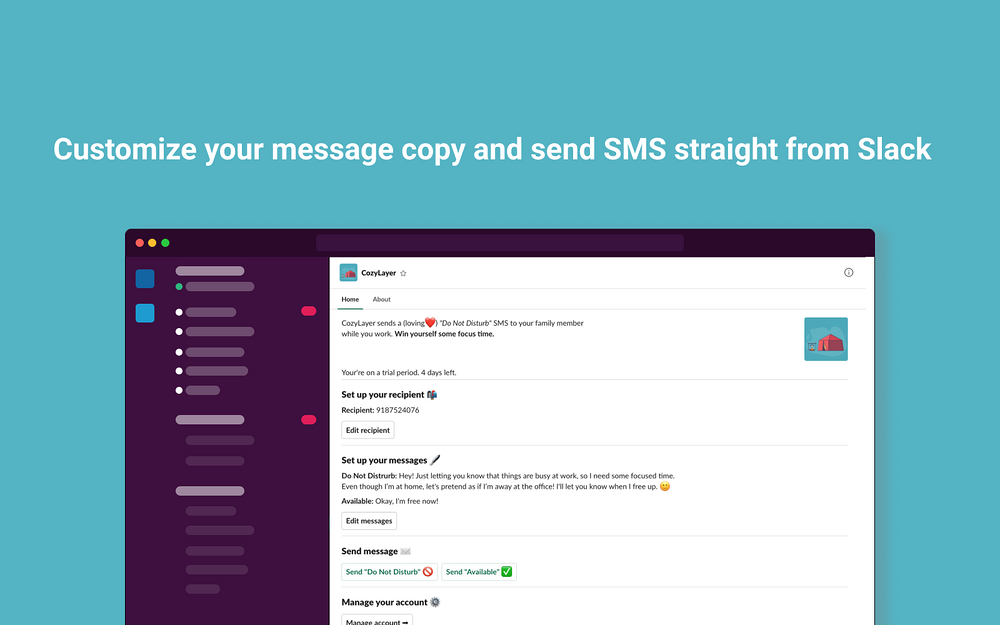 CozyLayer primary marketing image — Social & Fun app on the Slack Marketplace