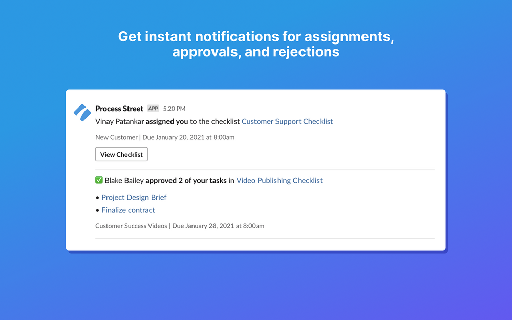 Process Street primary marketing image — Sales app on the Slack Marketplace