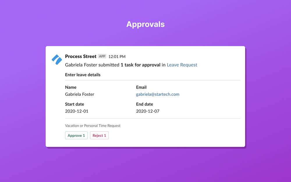 Process Street feature detail — Sales app on the Slack Marketplace