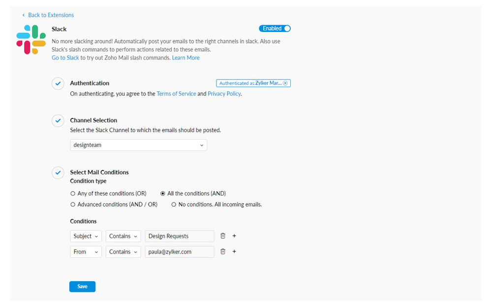 Zoho Mail mobile preview — Communication app on the Slack Marketplace