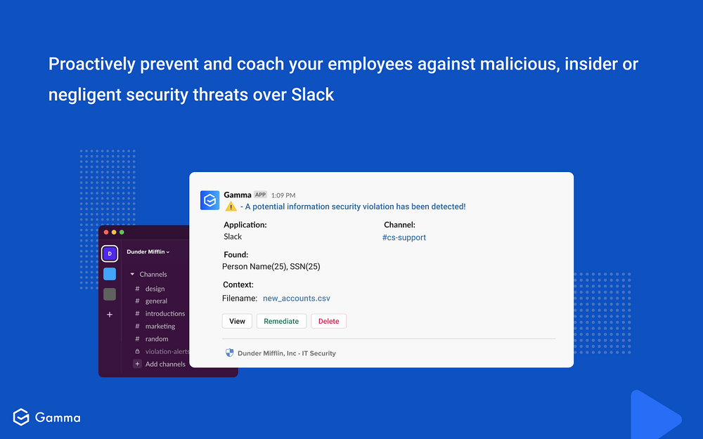 Gamma Enterprise DLP for Slack primary marketing image — File Management app on the Slack Marketplace