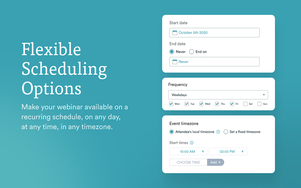eWebinar settings interface — Marketing app on the Slack Marketplace