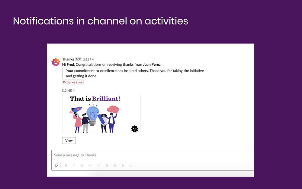 Thanks dashboard view — Enterprise-ready apps app on the Slack Marketplace