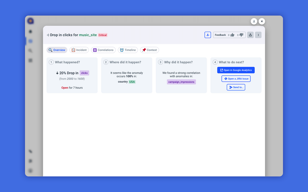 Anodot primary marketing image — Analytics app on the Slack Marketplace