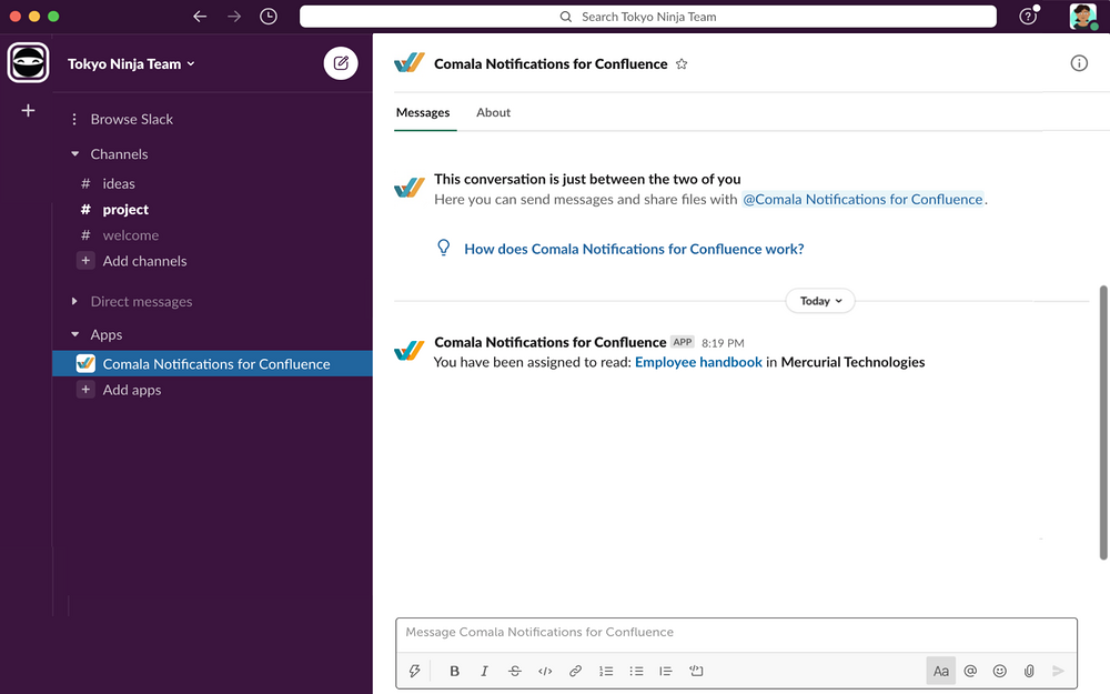 Comala Notifications for Confluence primary marketing image — Office Management app on the Slack Marketplace