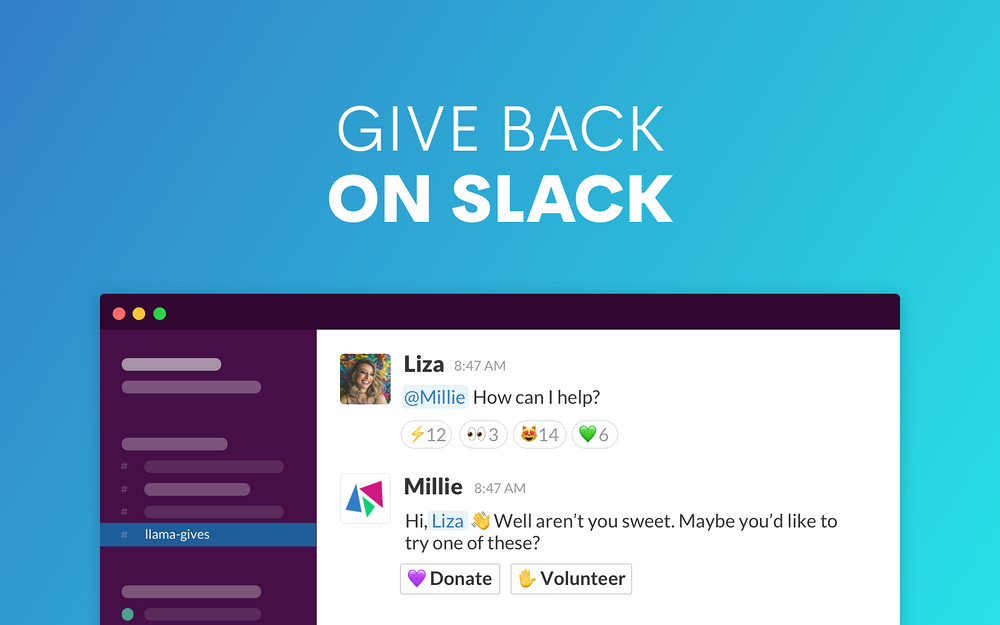 Millie primary marketing image — Social & Fun app on the Slack Marketplace