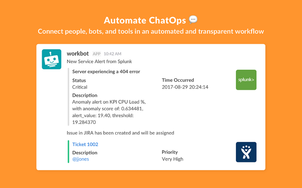 Workbot EU dashboard view — Developer Tools app on the Slack Marketplace