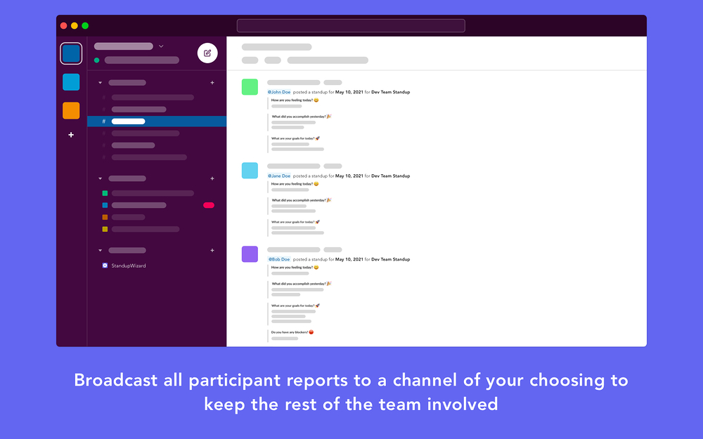 StandupWizard feature detail — Project Management app on the Slack Marketplace