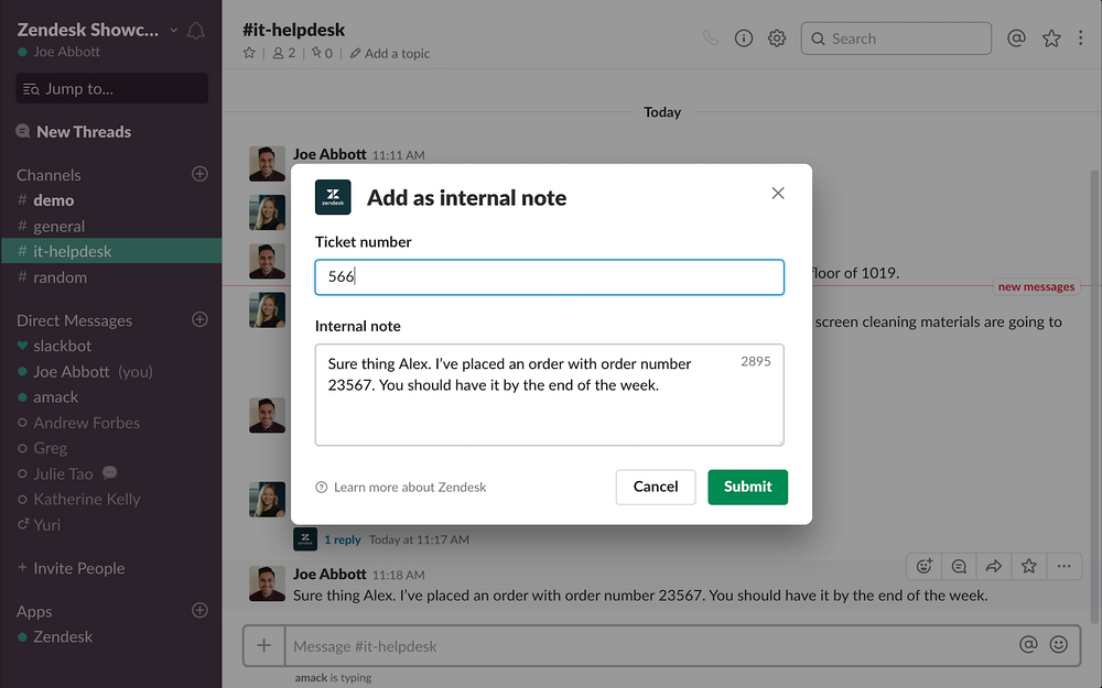 Zendesk primary marketing image — Productivity app on the Slack Marketplace