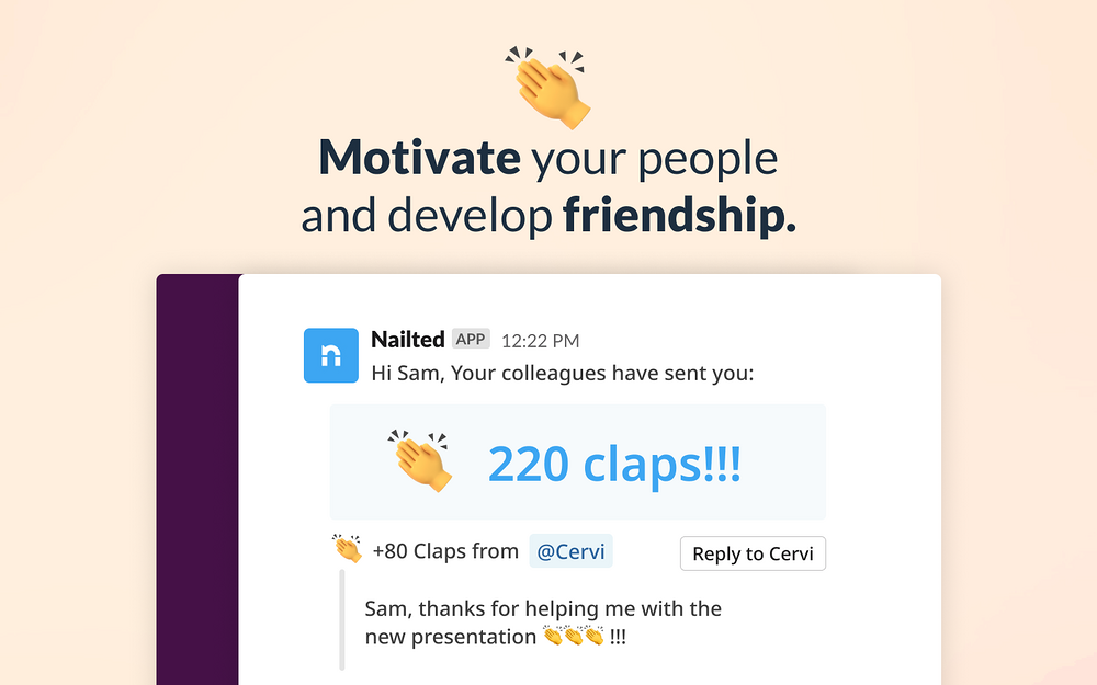 Nailted dashboard view — Analytics app on the Slack Marketplace