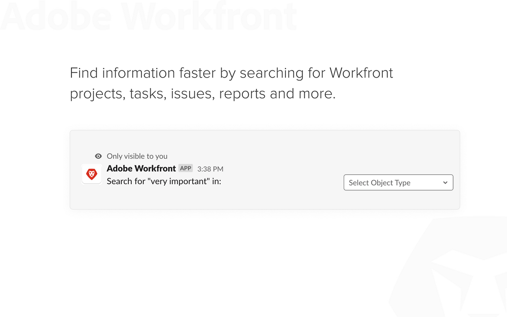 Adobe Workfront primary marketing image — Project Management app on the Slack Marketplace