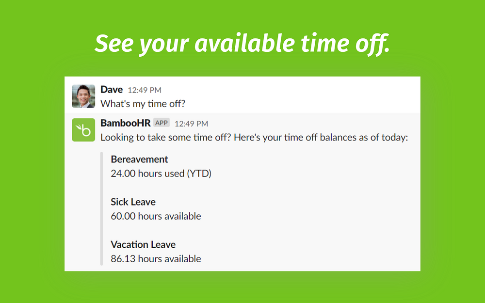 BambooHR feature detail — Office Management app on the Slack Marketplace