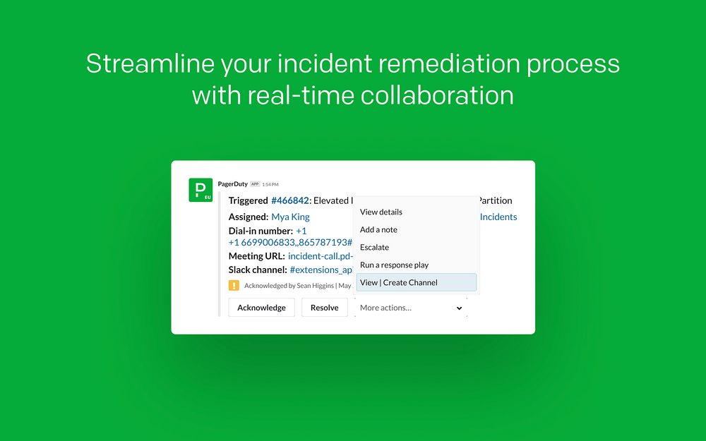 PagerDuty EU feature detail — Security & Compliance app on the Slack Marketplace