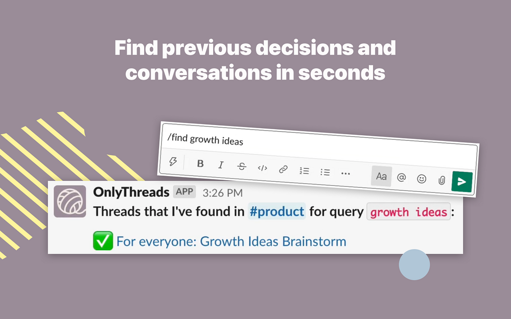 OnlyThreads feature detail — Communication app on the Slack Marketplace