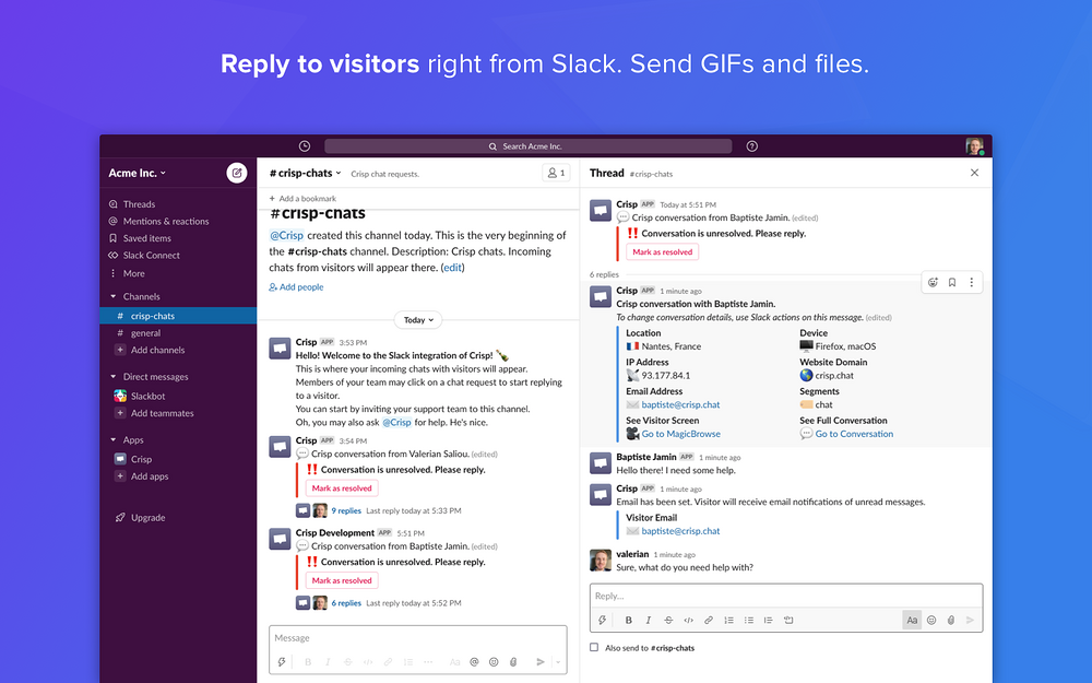 Crisp dashboard view — Marketing app on the Slack Marketplace