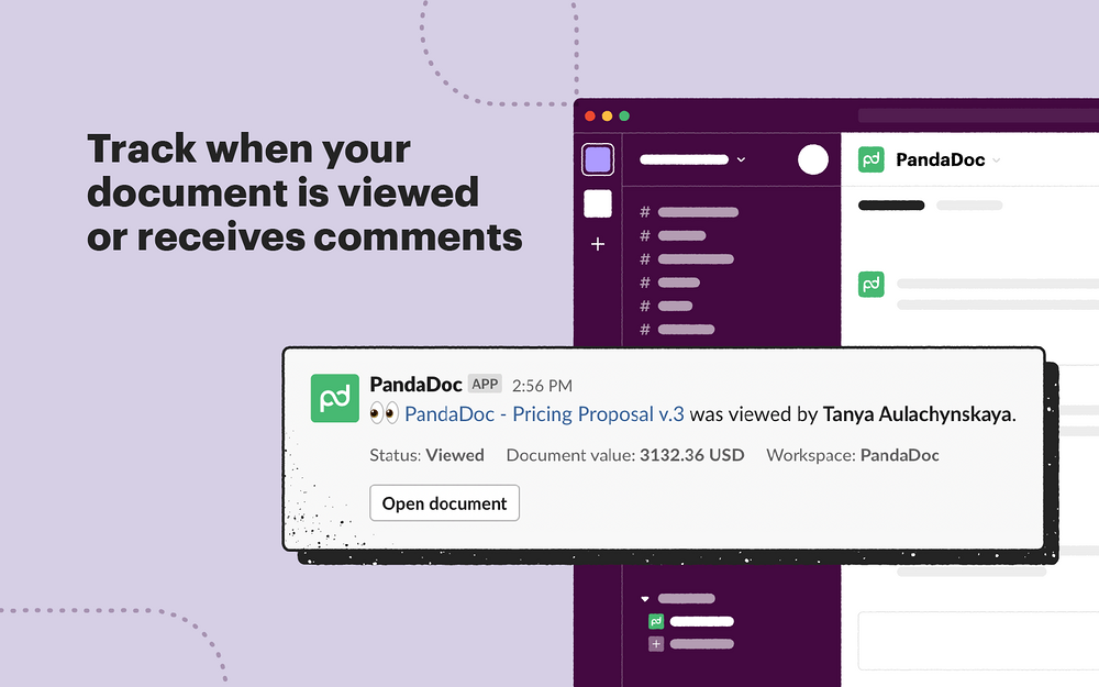 PandaDoc feature detail — File Management app on the Slack Marketplace