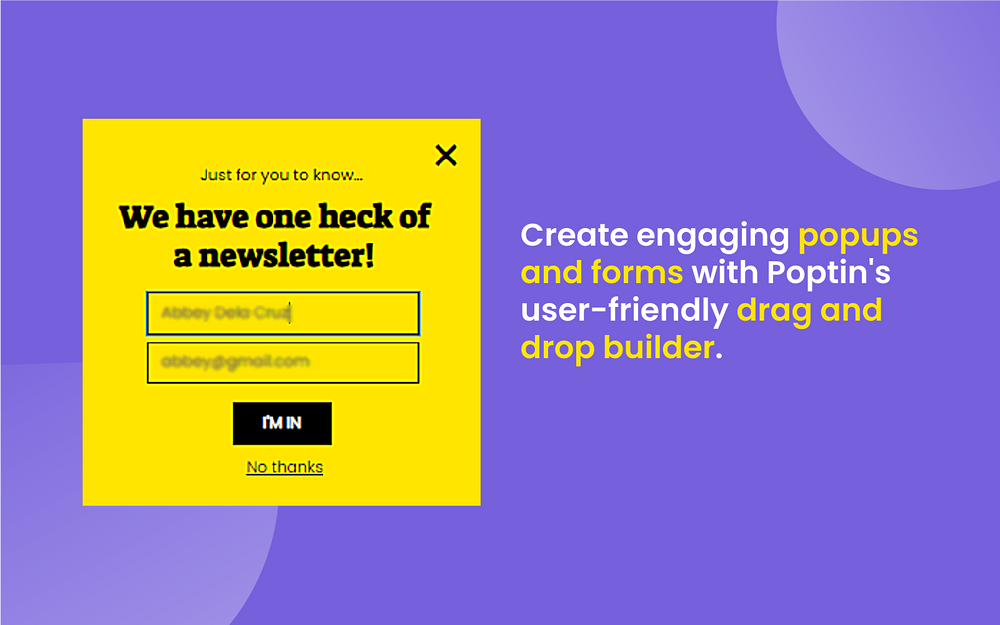 Poptin Pop Ups & Forms primary marketing image — Design app on the Slack Marketplace