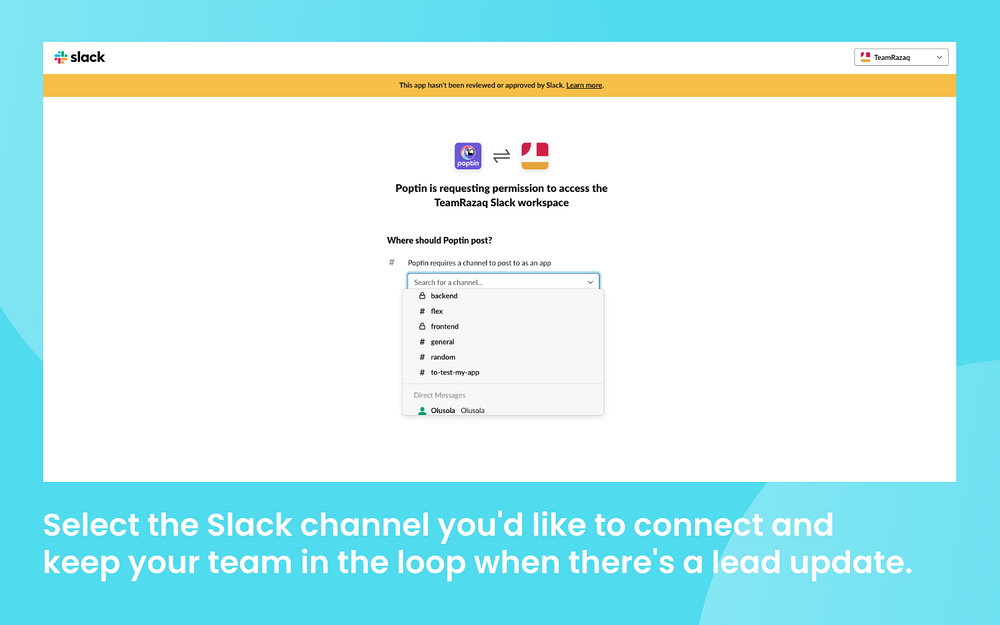 Poptin Pop Ups & Forms feature detail — Design app on the Slack Marketplace