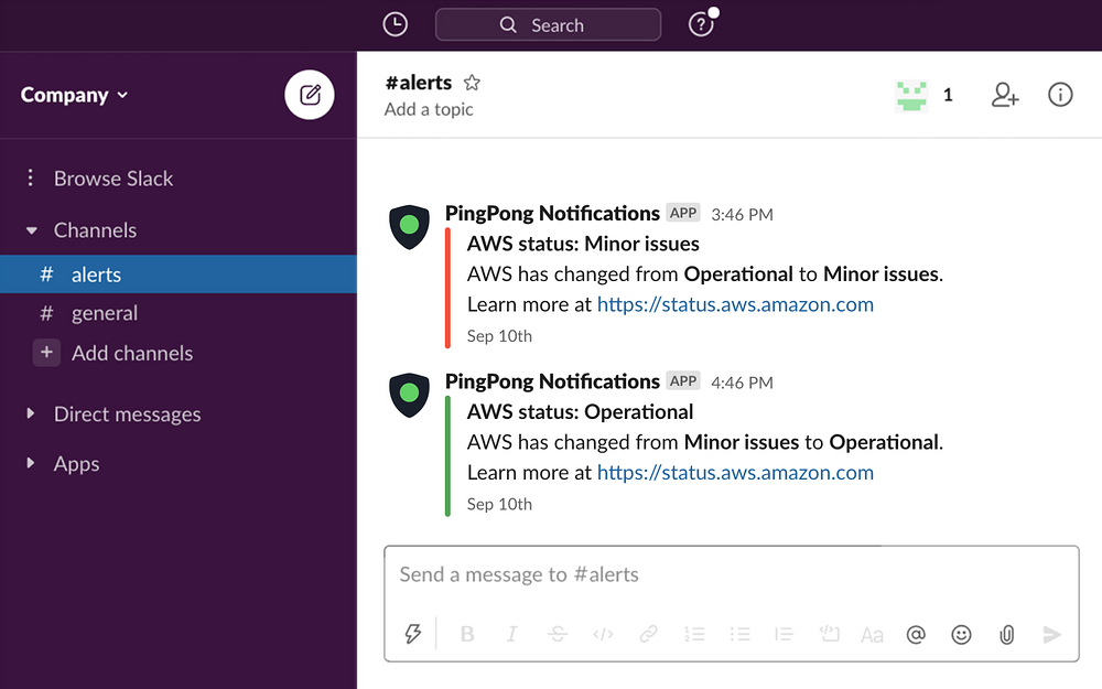 PingPong Notifications feature detail — Customer Support app on the Slack Marketplace