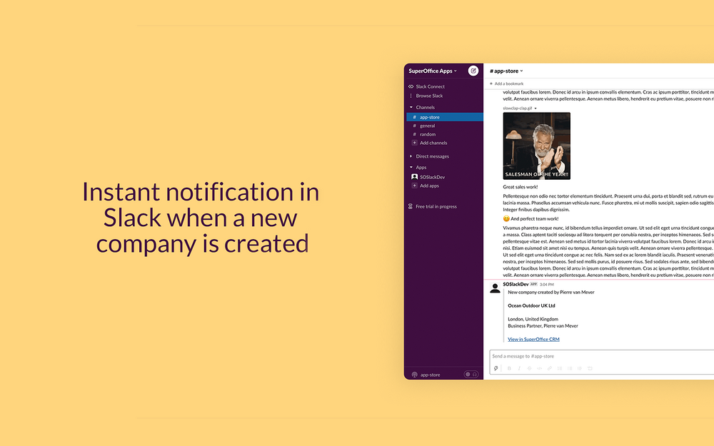 SuperOffice for Slack feature detail — Sales app on the Slack Marketplace