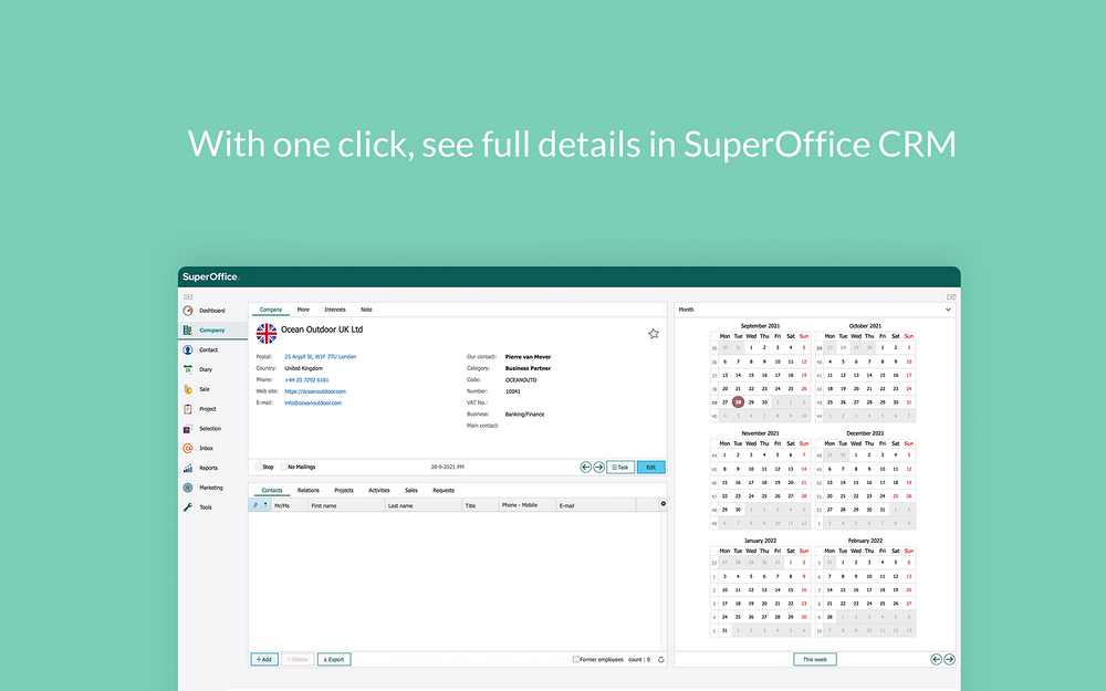 SuperOffice for Slack settings interface — Sales app on the Slack Marketplace