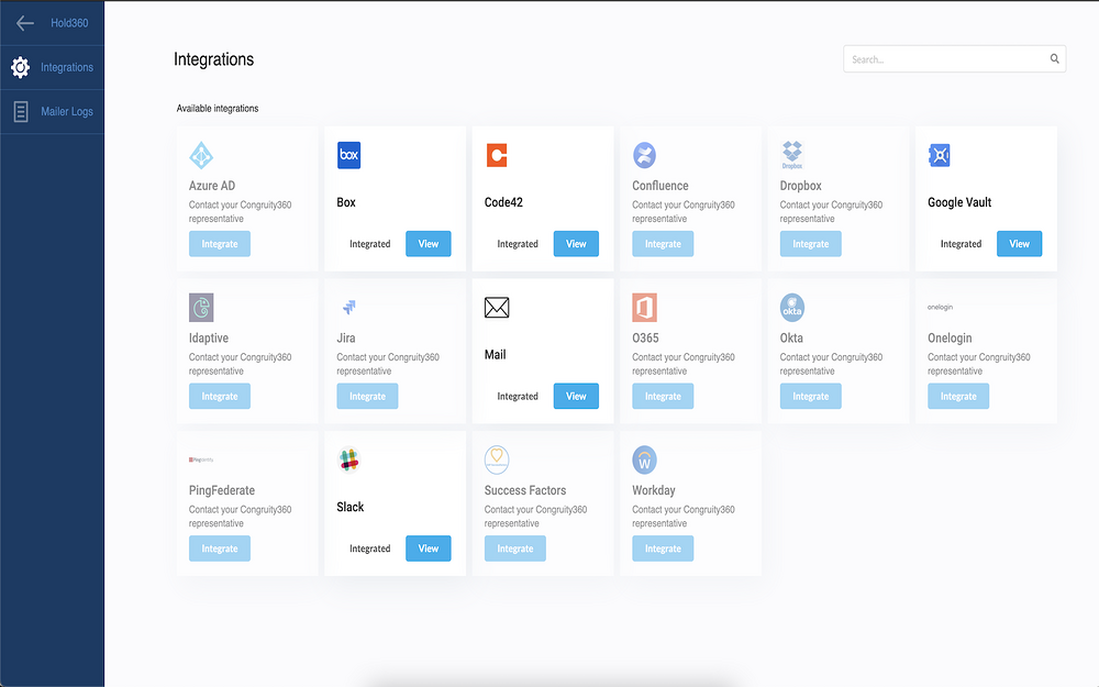 DISCO Hold settings interface — Security & Compliance app on the Slack Marketplace
